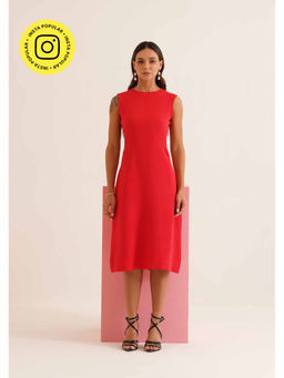 AMOSHI - Red Solid/Plain Circa Dress