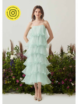 AMOSHI - Green Solid/Plain Felicia Dress