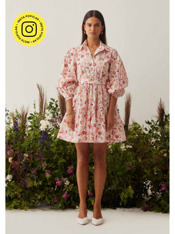 AMOSHI - Pink Floral Flo Mini Dress with Belt (Set of 2)