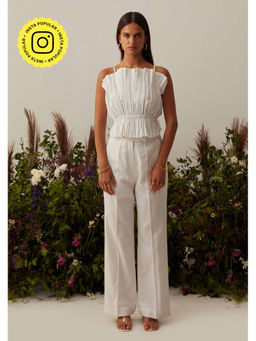 AMOSHI - White Solid/Plain Flood Co-Ord (Set of 2)