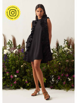 AMOSHI - Black Solid/Plain Florence Mini Dress