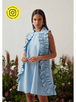 AMOSHI - Blue Solid/Plain Florence Mini Dress
