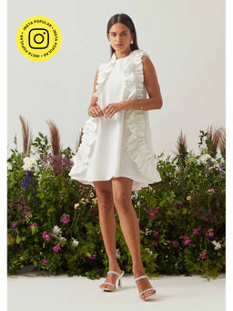 AMOSHI - White Solid/Plain Florence Mini Dress