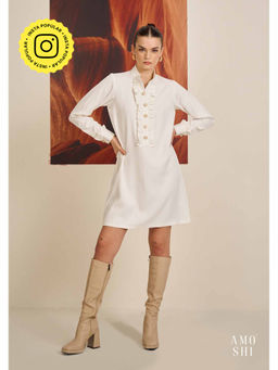 AMOSHI - White Solid/Plain Frill Dress
