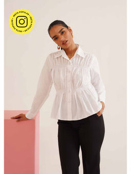 AMOSHI - White Solid/Plain Georgia Top