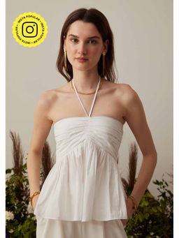 AMOSHI - White Solid/Plain Holly Halter Top