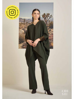 AMOSHI - Olive Textured Keffi Fur Co-Ord (Set of 2)