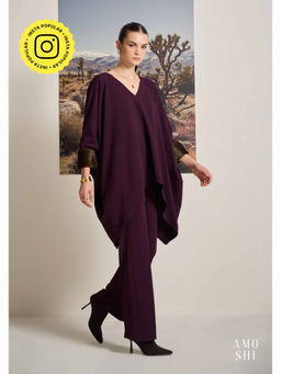 AMOSHI - Wine Textured Keffi Fur Co-Ord (Set of 2)