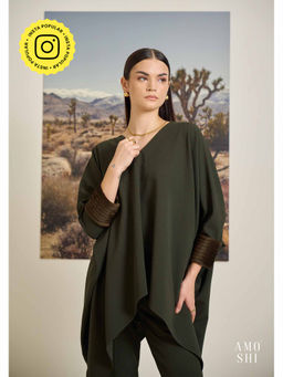AMOSHI - Olive Solid/Plain Keffi Kaftan Top