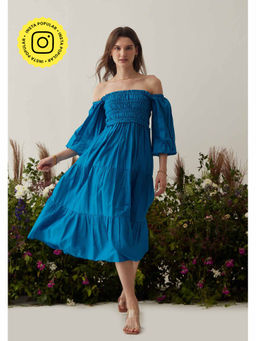 AMOSHI - Blue Pleated Love Midi Dress