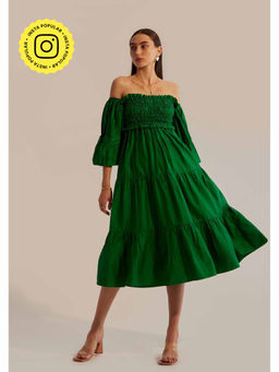 AMOSHI - Green Pleated Love Midi Dress
