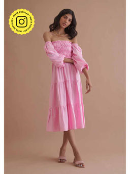 AMOSHI - Pink Pleated Love Midi Dress