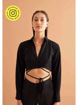 AMOSHI - Black Solid/Plain Maddie Shirt