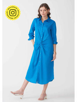 AMOSHI - Blue Solid/Plain Mimi Midi Dress