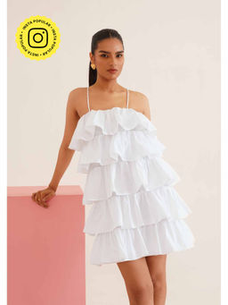 AMOSHI - White Solid/Plain Miri Mini Dress