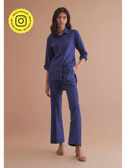 AMOSHI - Blue Solid/Plain Moma Co-Ord (Set of 2)