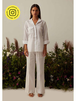AMOSHI - White Solid/Plain Moma Co-Ord (Set of 2)