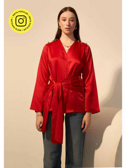 AMOSHI - Red Solid/Plain Sarah Top