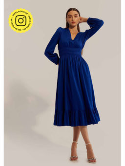 AMOSHI - Blue Pleated Senorita Midi Dress