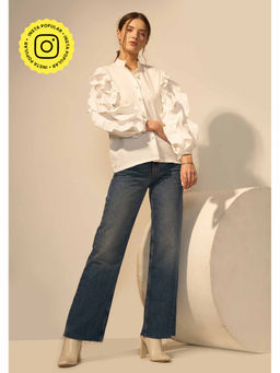 AMOSHI - White Embellished/Sequined Sophia Statement Shirt