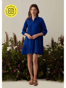AMOSHI - Blue Pleated Tessa Mini Dress