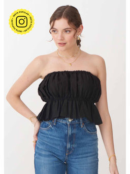 AMOSHI - Black Solid/Plain Tuba Top