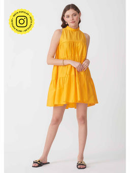 AMOSHI - Yellow Solid/Plain Tyra Dress