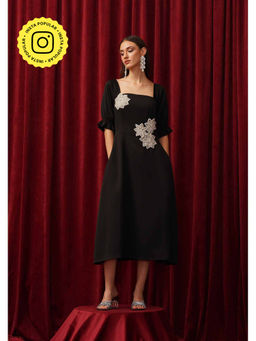 AMOSHI - Black Leur Embellished Midi Dress