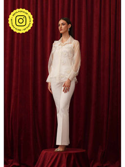 AMOSHI - White Pearl Floret Shirt with Inner (Set of 2)