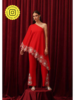 AMOSHI - Red Kai Embellished Co-Ord (Set of 2)