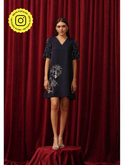 AMOSHI - Navy Blue Ivy Embellished Mini Dress