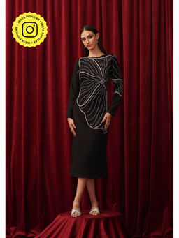 AMOSHI - Black Papillion Embellished Midi Dress