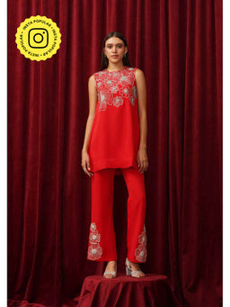 AMOSHI - Red Iris Embellished Co-Ord (Set of 2)