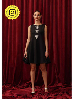 AMOSHI - Black Lady Bow Panelled Mini Dress