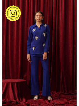 AMOSHI - Blue Lady Bow Embellished Co-Ord (Set of 2)