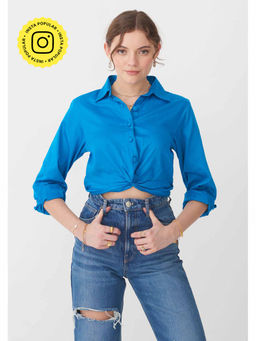 AMOSHI - Crop Knot Shirt - Blue