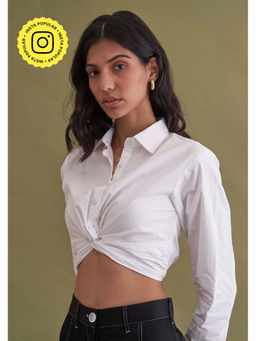 AMOSHI - Crop Knot Shirt - White