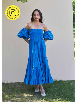 AMOSHI - Beatrice Midi Dress With Detachable Sleeves -Blue (Set of 2)