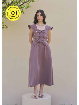 AMOSHI - 3 Bow Midi Dress -Brown