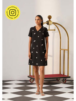 AMOSHI - Women Black Polyester Mini Dress