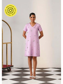 AMOSHI - Women Lavender Polyester Mini Dress