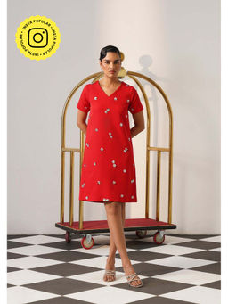 AMOSHI - Women Red Polyester Mini Dress