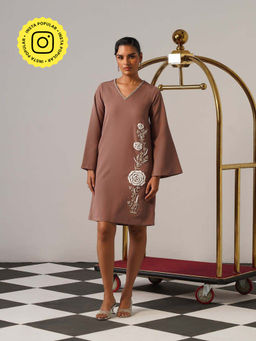 AMOSHI - Women Brown Polyester Mini Dress