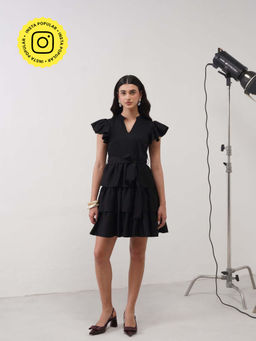 AMOSHI - Juliet Black Mini Dress with Belt