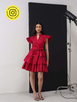 AMOSHI - Juliet Mini Red Dress with Belt