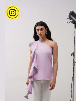 AMOSHI - One-Shoulder Cascade Pink Top