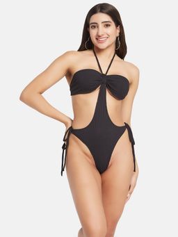 Secrets By ZeroKaata - Women Ribbed Halter Beach Wear Swim Bodysuit