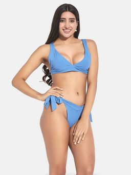 Secrets By ZeroKaata - Women Ribbed V-Neck Beach Wear Swim Bikini Set