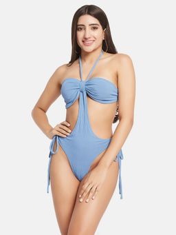 Secrets By ZeroKaata - Women Ribbed Halter Beach Wear Swim Bodysuit