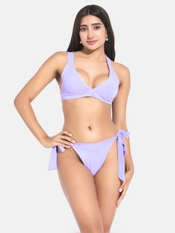 Secrets By ZeroKaata - Women Ribbed V-Neck Beach Wear Swim Bikini Set